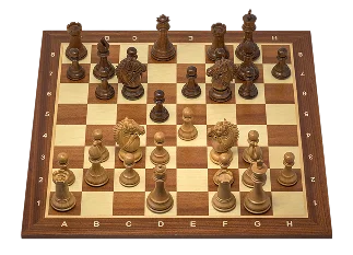 Szachownica z ustawionymi figurami szachowymi do partii.